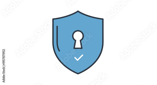 Cybersecurity Shield Icon with Keyhole and Checkmark - Secure Data Protection