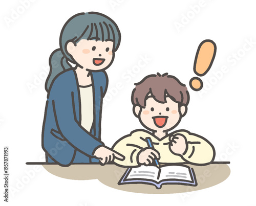 先生にアドバイスをもらい、答えがわかった男の子