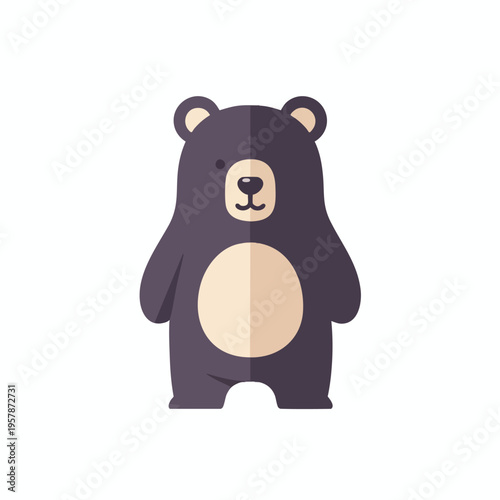 A simplified, cartoonish illustration of a dark purple bear with a cream-colored chest