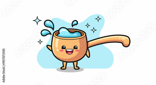 Playful Anthropomorphic Teapot Character Splashing Water