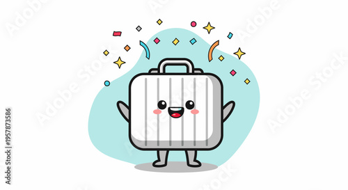 Playful Anthropomorphic Suitcase Character With Smile