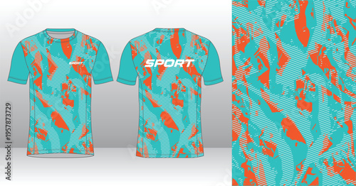 Professional Running Sport jersey template with modern geometric style for activewear
