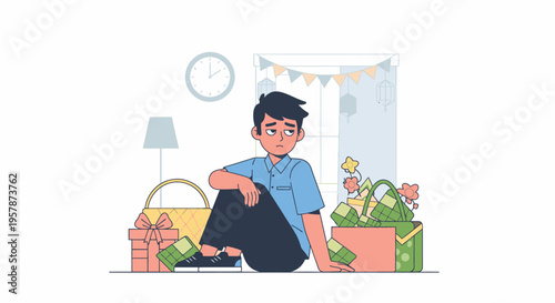 Young person sitting indoors in casual relaxed pose