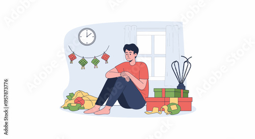 Young person sitting on floor in casual pose