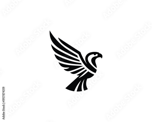 Eagle silhouette spreading wings minimalist graphic aviation branding mark