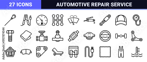 Automotive Repair and Car Maintenance Services Minimalist Monoline Geometric Line Art for Garage and Workshop Branding