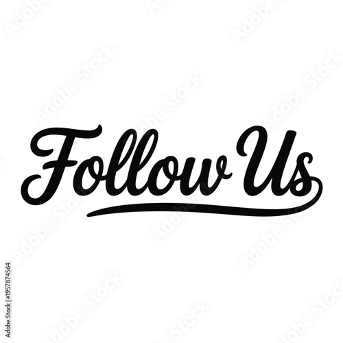 Elegant cursive typography spells follow us with a decorative underline