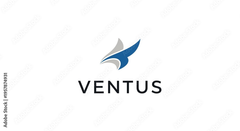 Fototapeta premium Ventus logo featuring a stylized bird in flight with a modern design.