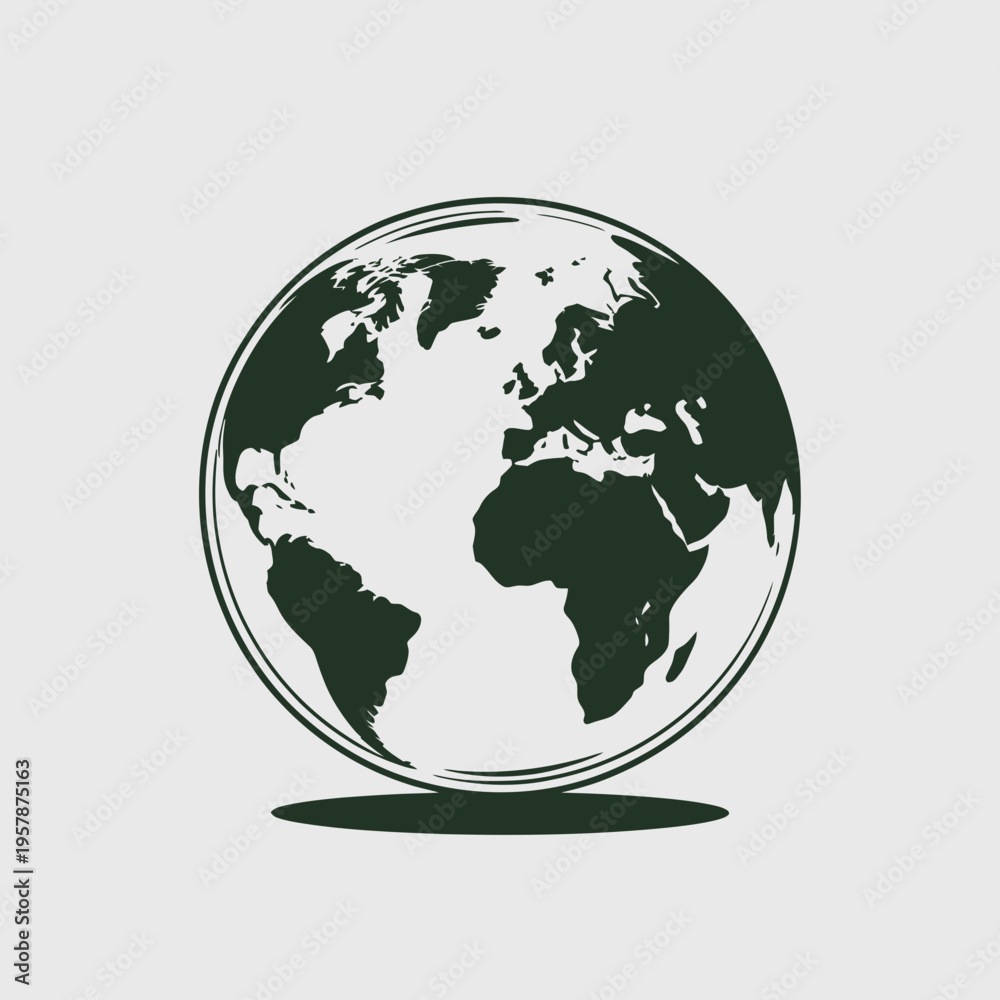 Fototapeta premium Green globe illustration on white background earth world planet vector map