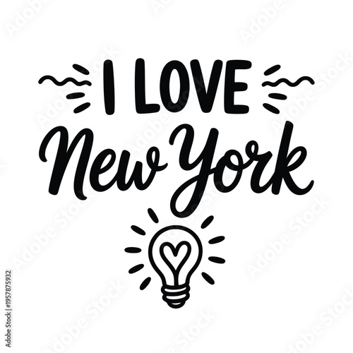 A black and white illustration declaring love for new york city