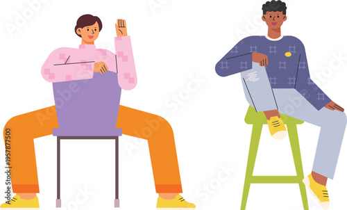 Two individuals participating in a classroom or study setting with different postures