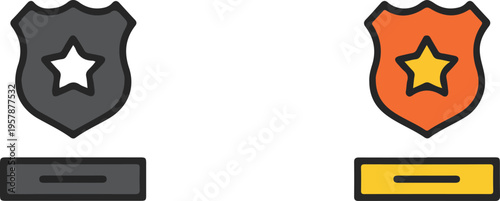 Set of three minimalist police officer icons for law enforcement emergency services and public safety security concepts isolated on white.