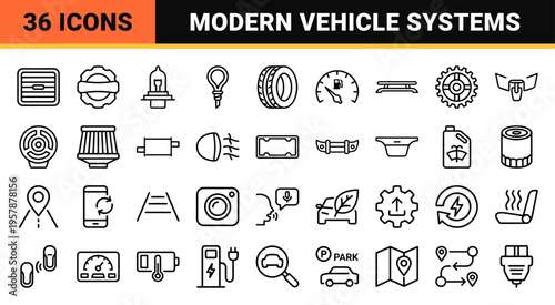 Automotive Engineering and Smart Vehicle Technology Minimalist Monoline Geometric Line Art for Modern Car Interface Design and Repair