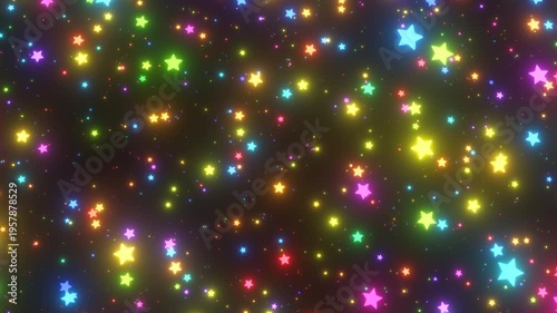 Endless Rainbow Neon Glow Falling Stars Raining Down Slowly Sparkling - 4K Seamless VJ Loop Motion Background Animation