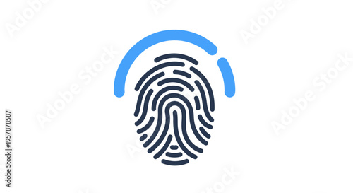 Fingerprint Scan Icon: Biometric Identification, Security and Technology Concept