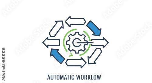 Automatic Workflow Concept Icon with Gear and Circular Arrows