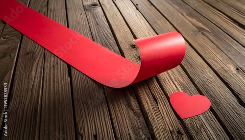 Wallpaper Mural Red Ribbon and Heart on Wooden Background. Torontodigital.ca