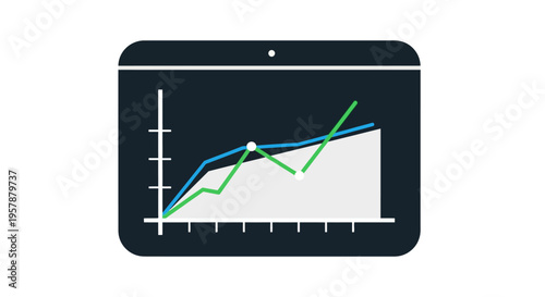 Digital Tablet Displaying Financial Growth Chart with Upward Trends