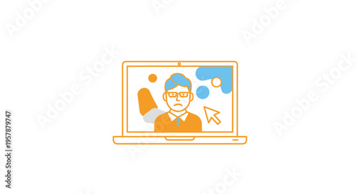 Unhappy person looking from a laptop screen, online work concept.