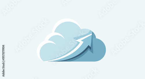Minimalist cloud icon with an upward arrow representing business growth and data transfer.