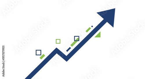 Financial growth chart with upward arrow and abstract elements