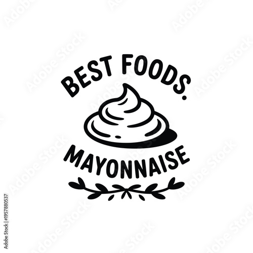 A retro style illustration featuring mayonnaise with decorative elements
