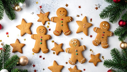 Wallpaper Mural Festive Gingerbread Cookies and Star Biscuits with Christmas Decorations. Torontodigital.ca