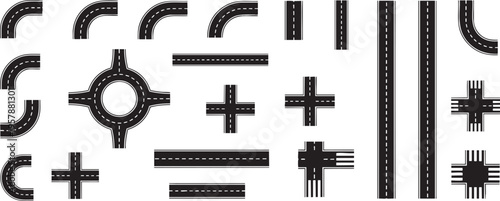 Road Construction Kit Vector Elements for City Map Design