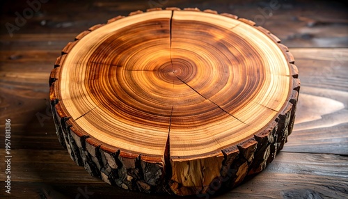 Wallpaper Mural Rustic Wooden Slice with Natural Grain and Bark Texture. Torontodigital.ca