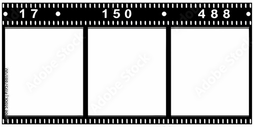 Film strip negative with exposure numbers and blank frames