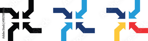 Direction arrow icon with multiple paths. Navigation direction arrows icon set collection with multiple path choices. alternative routes navigation, growth and progress pictogram
