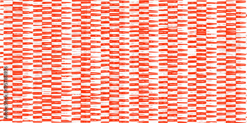 Abstract red and white checkered pattern resembling woven fabric texture