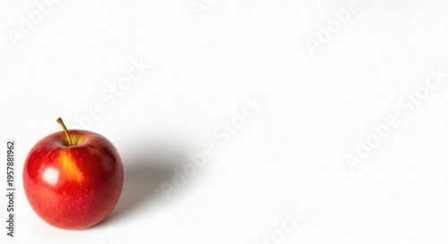 Fresh Ripe Red Apple with Stem Isolated on White Background.