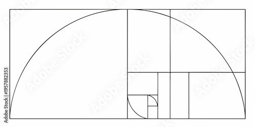 Golden ratio illustrated with a spiral and a series of squares