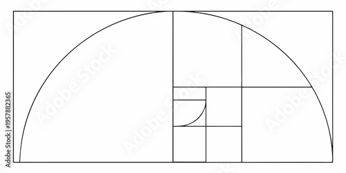Golden ratio illustration a semi circular arc within a square grid
