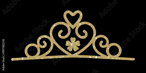 Golden tiara illustration on a stark black background