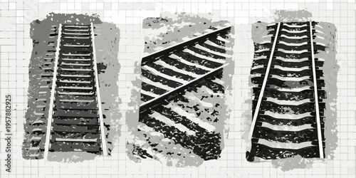 Three tire track impressions on a light gray grid background