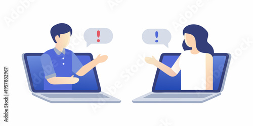 Two people having a lively discussion during a video conference call