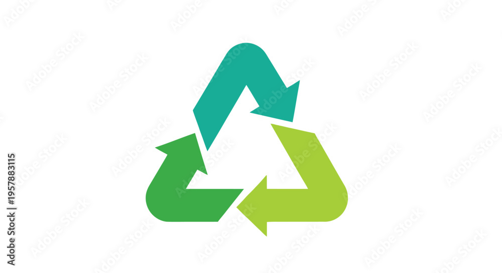 Fototapeta premium Green recycling symbol a triangular loop of chasing arrows