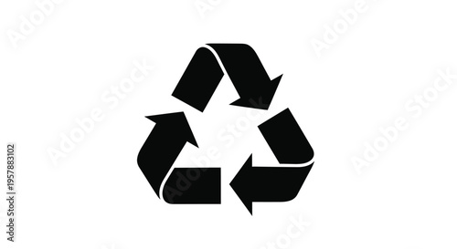 Black recycle symbol on a white background representing environmental awareness