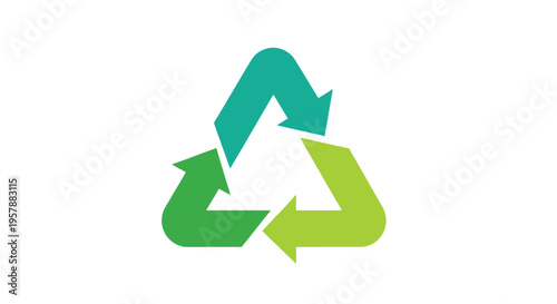 Green recycling symbol a triangular loop of chasing arrows