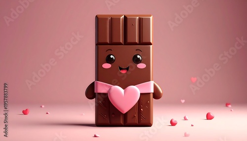 Wallpaper Mural Cute Chocolate Bar Character with Heart Decoration. Torontodigital.ca