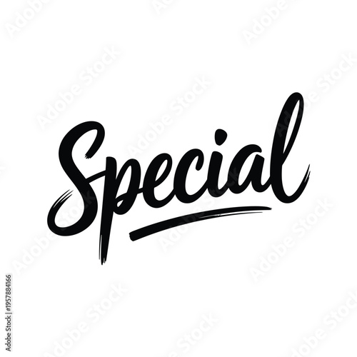 Calligraphic rendering of the word special in bold black brushstrokes