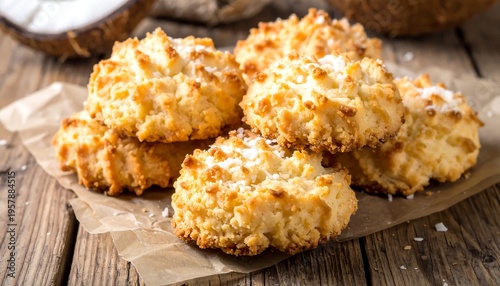Wallpaper Mural Delicious Homemade Coconut Macaroons on a Rustic Wooden Table. Torontodigital.ca