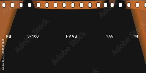 A strip of film with a black screen resembling a movie preview
