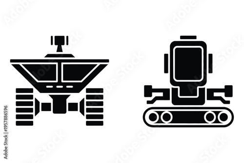 Mars rover and robot icon vector graphic space