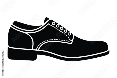 Classic black silhouette of a mens oxford dress shoe with lace up