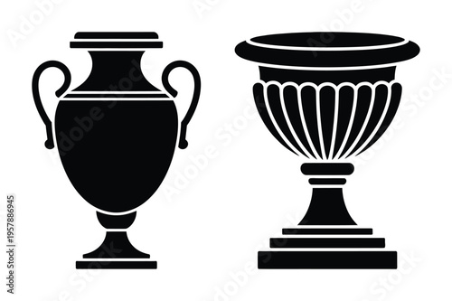 Amphora and urn silhouette vector