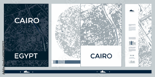Abstract city maps of cairo egypt in a modern geometric design