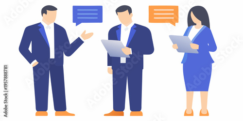 Business professionals collaborating and communicating with digital devices